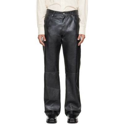 MM6 Maison Margiela Black Faux-Leather Pants