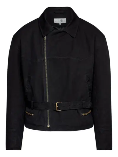MM6 Maison Margiela belted asymmetrical-zip jacket - Black