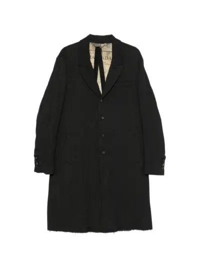 Masnada herringbone-pattern buttoned coat - Black
