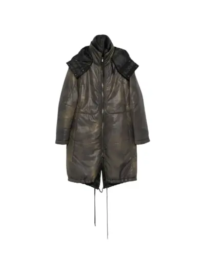 Masnada printed hooded coat - Black