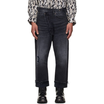 R13 Black Crossover Jeans