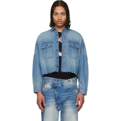 R13 Blue Cropped Denim Shirt
