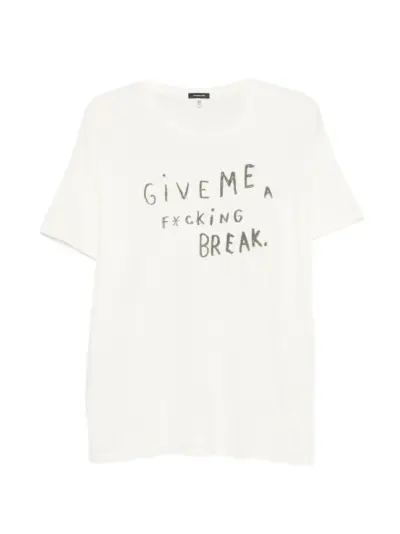 R13 lettering-print T-shirt - Neutrals