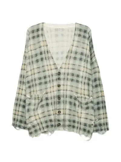 R13 plaid-check cardigan - Green