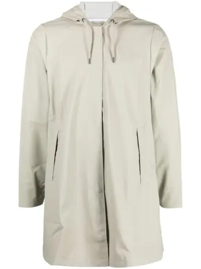 Rains drawstring-hooded parka coat - Neutrals