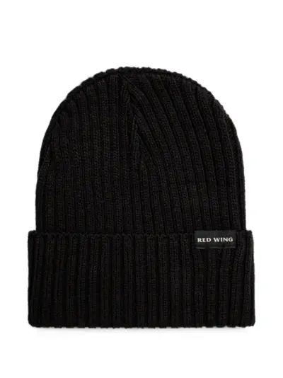 Red Wing Shoes Shaniko ribbed label beanie hat - Black