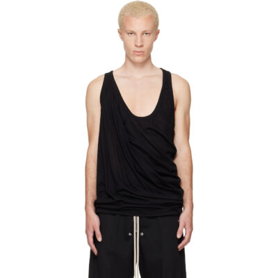 Rick Owens Black Tower Draped Pony Tank Top