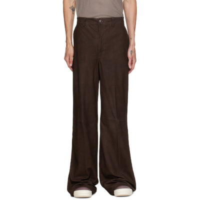 Rick Owens Brown Leather Work Pants