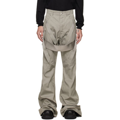 Rick Owens Gray Tower Megastrapped Bolan Bootcut Trousers