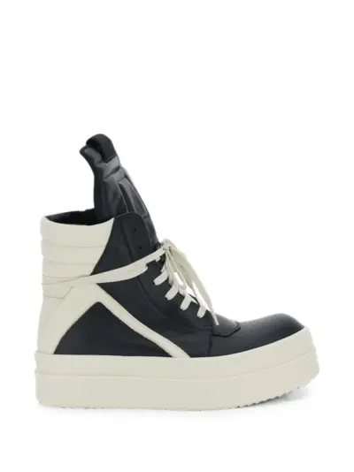Rick Owens Jumbolace Geobasket high-top panelled sneakers - Black