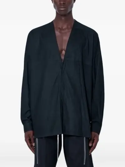 Rick Owens Lido Larry V-neck leather shirt - Black