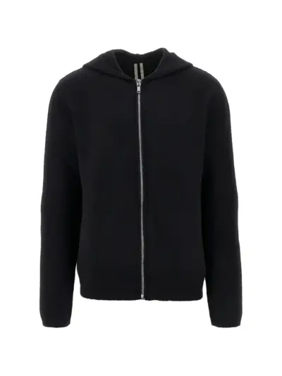 Rick Owens Lido zip-up knitted hoodie - Black