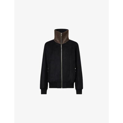 Rick Owens Mens Rick Owens Dracuflight High-Neck Wool Bomber Jacket