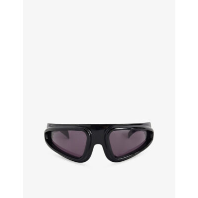 Rick Owens Mens Rick Owens Shiny Ryder Wraparound-Frame Nylon Sunglasses