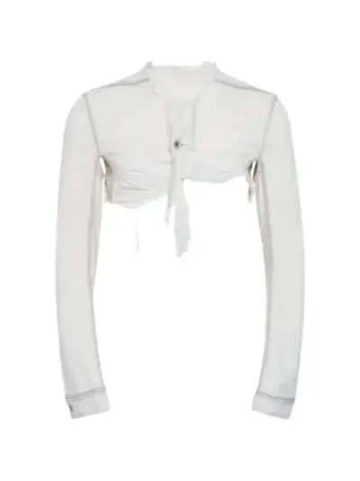 Rick Owens Microworker distressed denim jacket - White