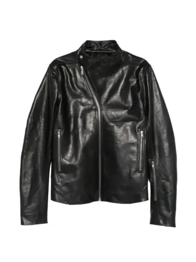 Rick Owens Release asymmetric-zip leather jacket - Black