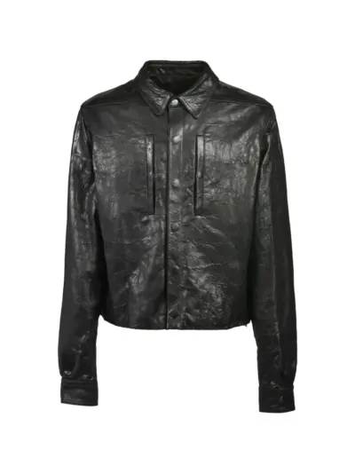 Rick Owens crinkled-effect leather jacket - Black