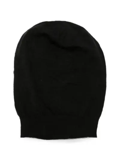 Rick Owens fine-knit ribbed-trim beanie hat - Black