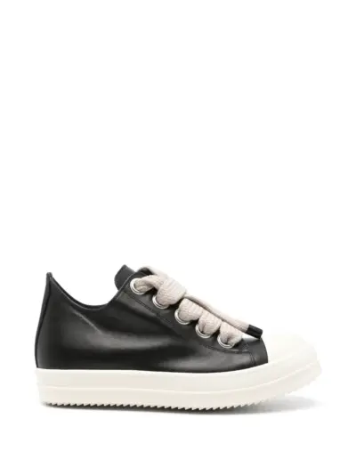 Rick Owens leather jumbo-lace sneakers - Black