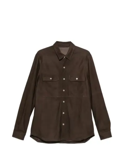 Rick Owens leather press-stud shirt - Brown
