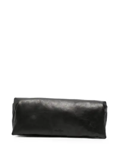 Rick Owens logo-debossed padded leather clutch bag - Black