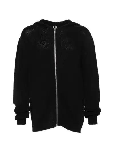 Rick Owens ribbed-knit zip-up hoodie - Black