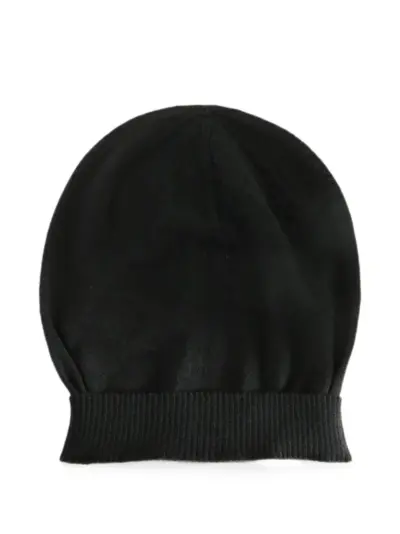 Rick Owens ribbed-trim beanie hat - Black