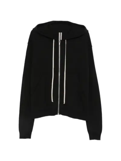 Rick Owens zip-up drawstring hoodie - Black