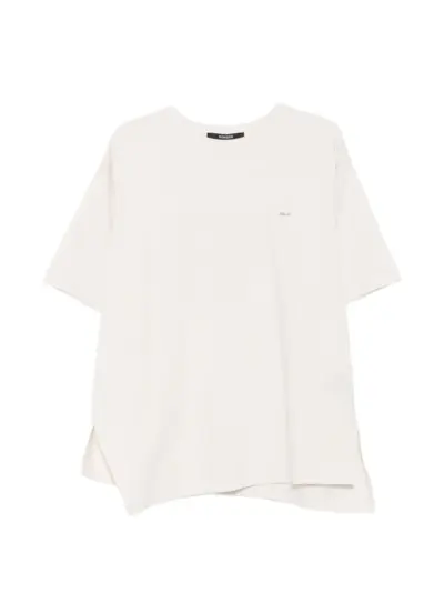 SONGZIO asymmetric-hem side-slit T-shirt - Neutrals