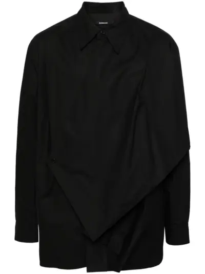 SONGZIO draped-detail cotton shirt - Black