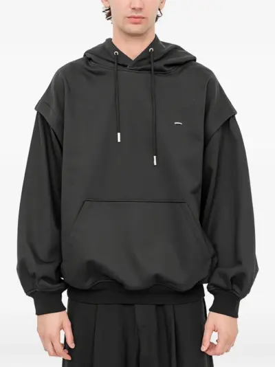 SONGZIO embroidered layered-sleeve hoodie - Black