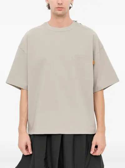 SONGZIO embroidered polyptych woven T-shirt - Neutrals