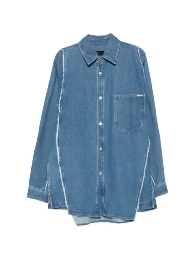 SONGZIO raw-edge embroidered shirt - Blue