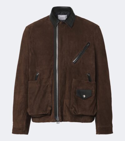 Sacai Leather-trimmed suede blouson jacket