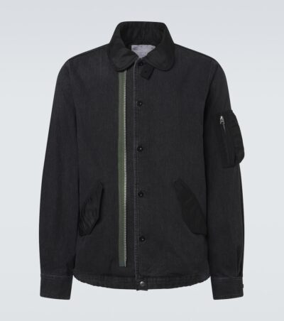 Sacai Twill-trimmed denim blouson jacket