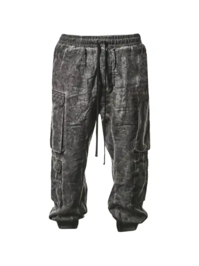 Thom Krom acid-wash drawstring cargo pants - Grey
