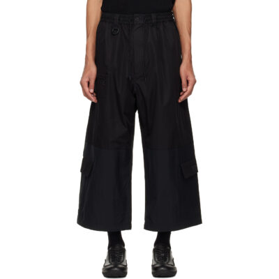 Y-3 Black Cropped Straight Leg Cargo Pants