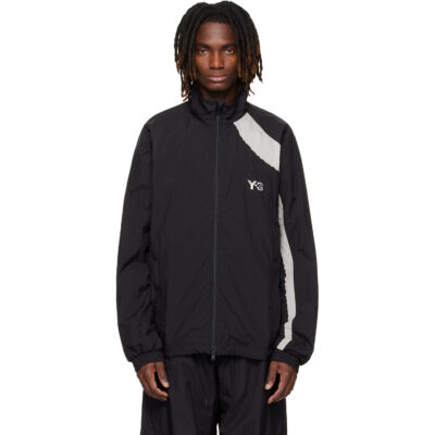 Y-3 Black Raw Edge 3 Stripes Nylon Shell Jacket