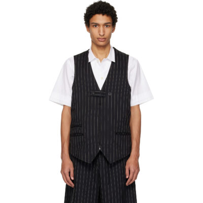 Y-3 Black Sport Uniform Pinstripe Tailored Vest