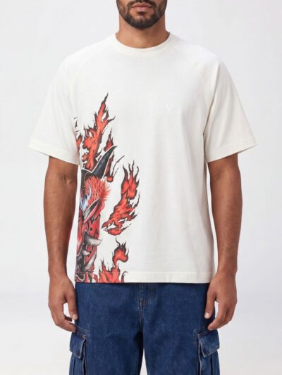 Y-3 Cotton Crewneck T-Shirt with Contrast Graphic Print on the Chest