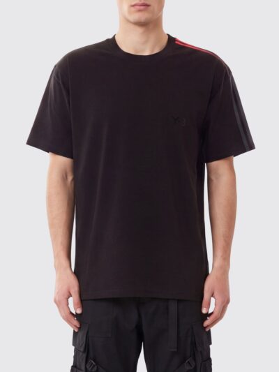 Y-3 Crewneck Cotton T-shirt with Short Sleeves and 3-Stripes Adidas Logo