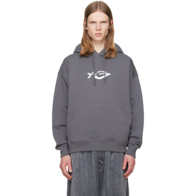 Y-3 Gray French Terry Liquid Logo Hoodie