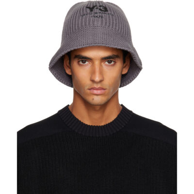 Y-3 Gray Heritage Knit Bucket Hat