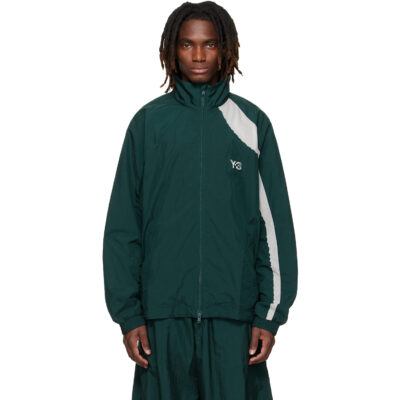 Y-3 Green Raw Edge 3 Stripes Nylon Shell Jacket