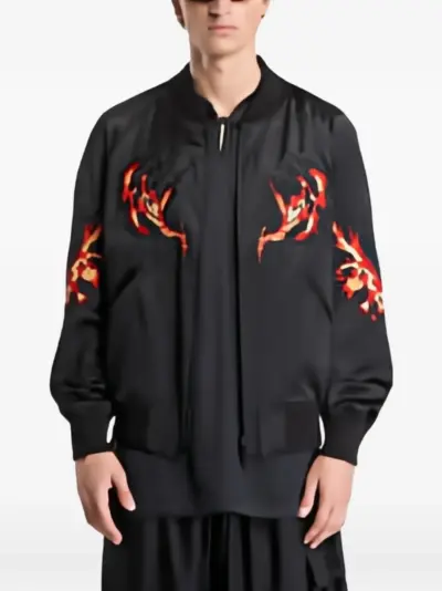 Y-3 embroidered zip-up jacket - Black