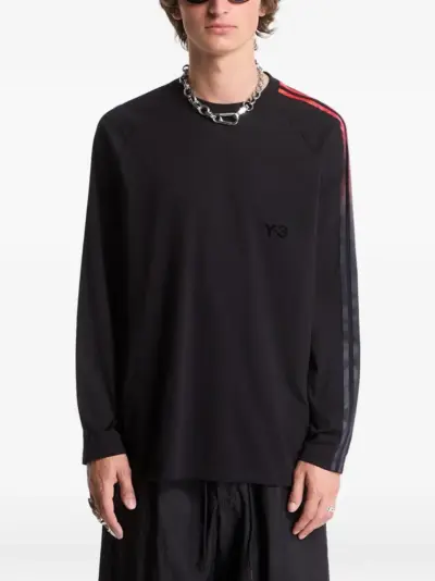 Y-3 gradient-stripe long-sleeve T-shirt - Black