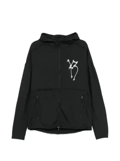 Y-3 graphic-print hooded jacket - Black