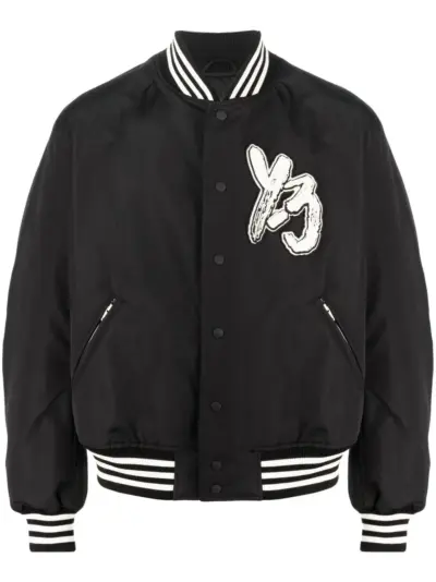 Y-3 logo-patch bomber jacket - Black