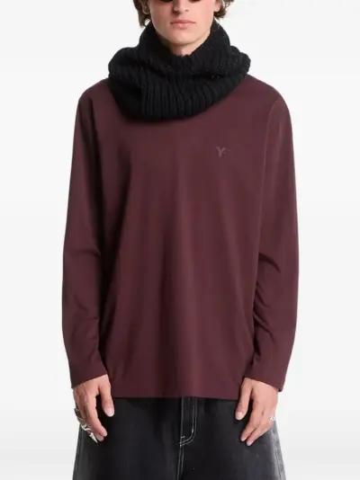 Y-3 logo-print long-sleeve T-shirt - Brown