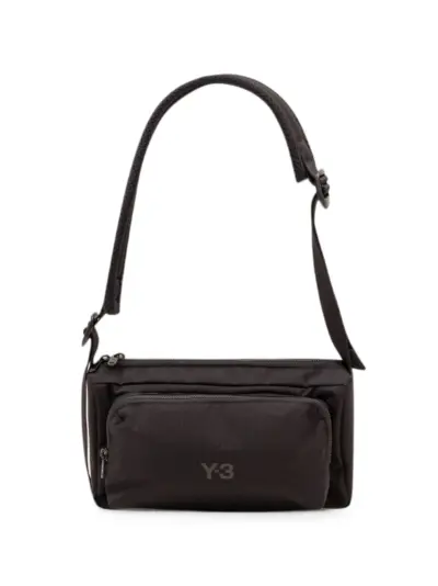 Y-3 logo-print shoulder bag - Black